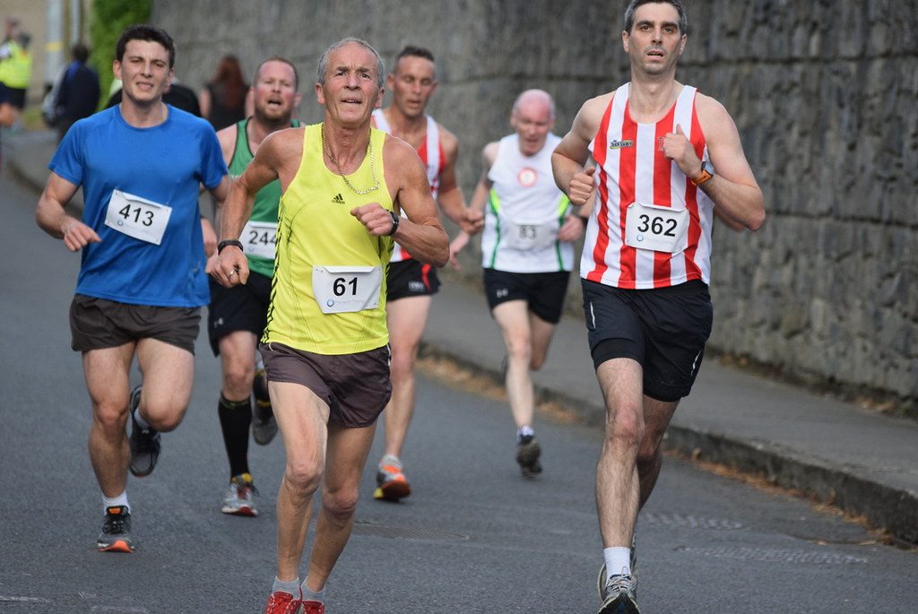 Road race runners on street