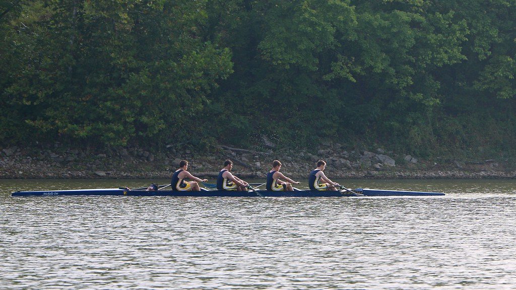 Rowing four on river