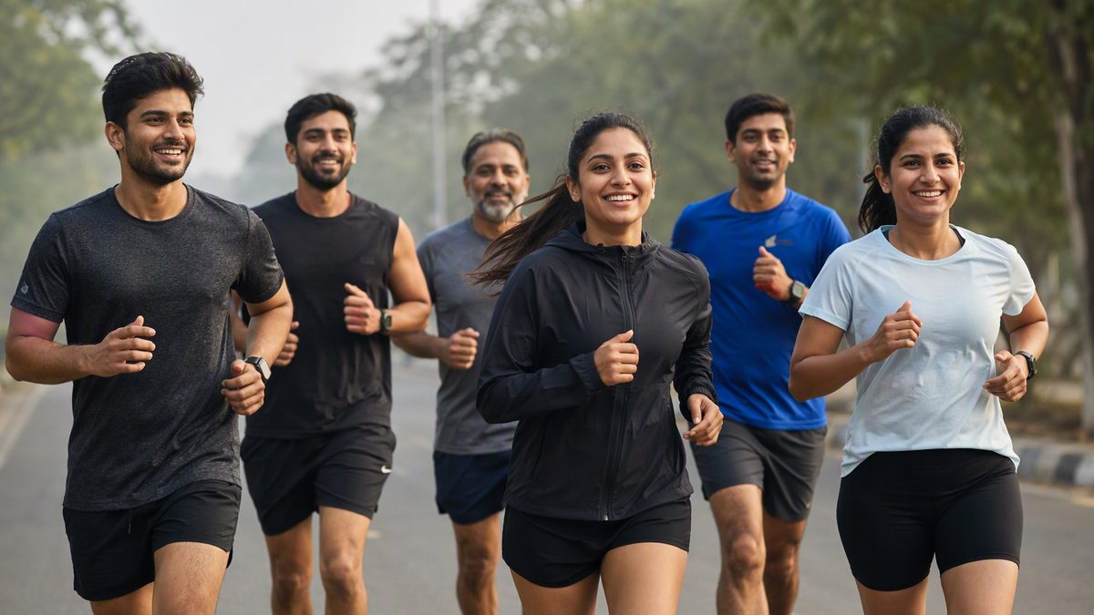Group of runners in a running club together