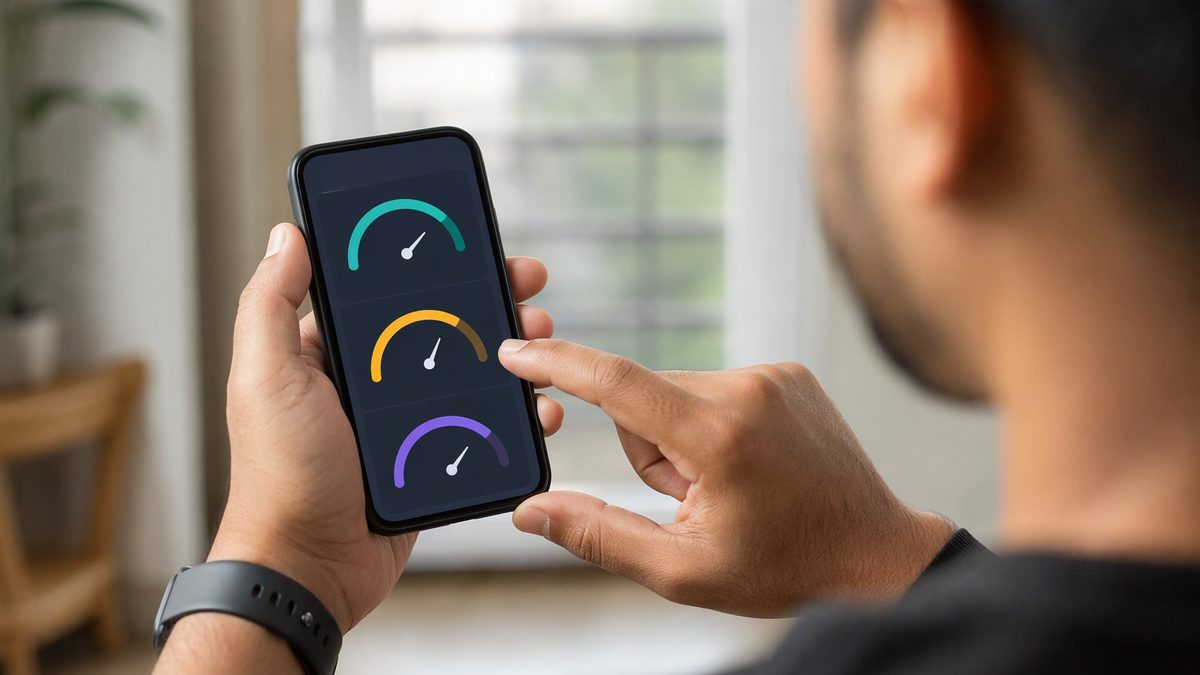 App screen showing strain, stress and recovery score