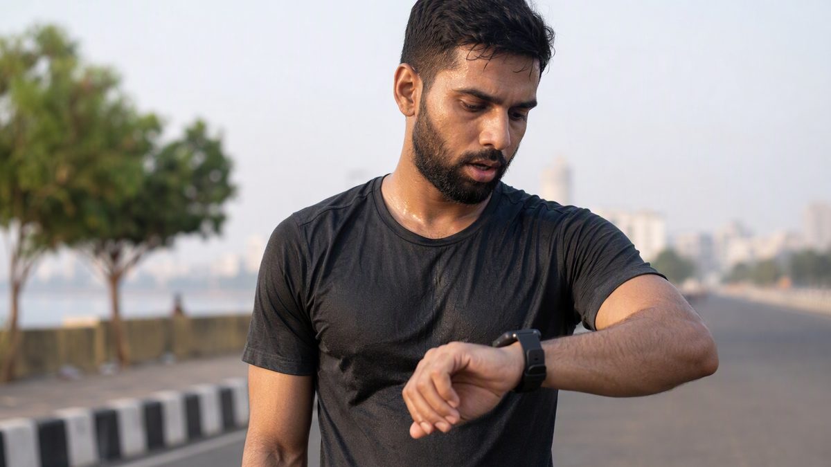 Runner doing hard intervals, heart-rate data