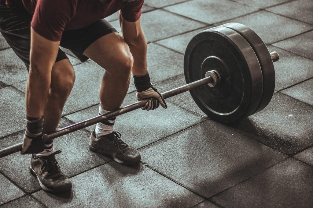 Close-up of barbell deadlift